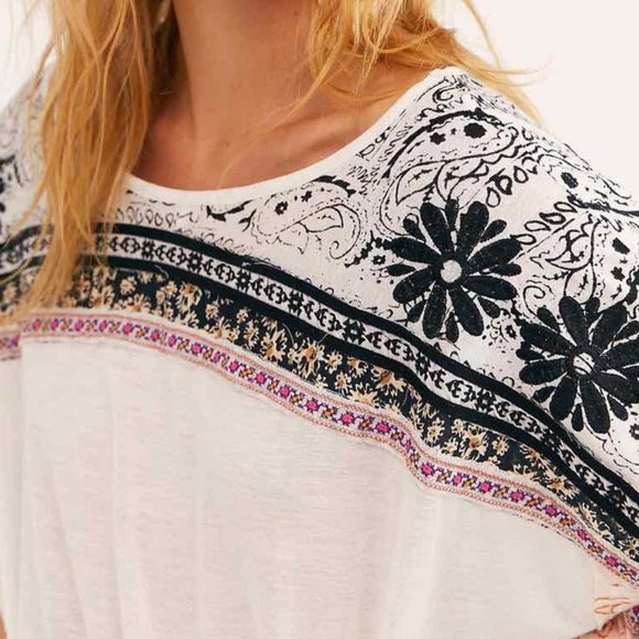 Free People Tripoli Slouchy Embroidered Boho Top - Picture 4 of 8